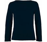 LUXE DIVA Girls Boy Kids Plain Basic Long Sleeve Round Neck T-Shirt Stretch School Tee Top 2-13 Years Navy