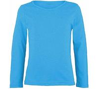 LUXE DIVA Girls Boy Kids Plain Basic Long Sleeve Round Neck T-Shirt Stretch School Tee Top 2-13 Years Turquoise