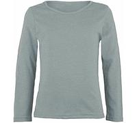 LUXE DIVA Girls Boy Kids Plain Basic Long Sleeve Round Neck T-Shirt Stretch School Tee Top 2-13 Years Silver Grey