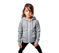 LUXE DIVA Girls Boys Children Fleece Plain Hoodie Top Kids Hooded Jacket Zip Up Warm Hoody 3-13 Years Grey