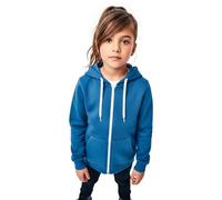 LUXE DIVA Girls Boys Children Fleece Plain Hoodie Top Kids Hooded Jacket Zip Up Warm Hoody 3-13 Years Denim Blue