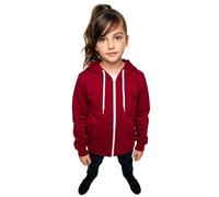 LUXE DIVA Girls Boys Children Fleece Plain Hoodie Top Kids Hooded Jacket Zip Up Warm Hoody 3-13 Years Wine