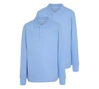 LUXE DIVA Girls School Polo Shirt - Long Sleeve Cotton PE Top | Uniform T-Shirt for Ages 3-16 Years | Breathable Summer & Winter Wear (White, Sky Blue)