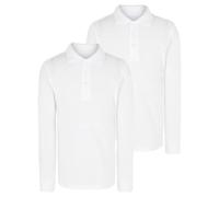LUXE DIVA Girls School Polo Shirt - Long Sleeve Cotton PE Top | Uniform T-Shirt for Ages 3-16 Years | Breathable Summer & Winter Wear (White, Sky Blue)