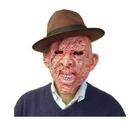 LUXE DIVA Halloween Costume Set, Striped Red and Green Jumper, Brown Hat, Claw Gloves, Horror Movie Character Cosplay (Scary Mask, XX-Large)