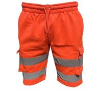 LUXE DIVA Hi Vis Safety Cargo Shorts High Visibility Reflective Workwear Security Combat Shorts Pockets Lightweight Utility Jogger for Men (UK, Alpha, L, Regular, Regular, Orange)