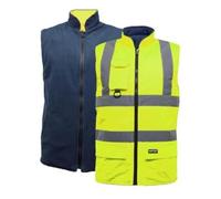 LUXE DIVA Hi Viz For Men’s Bodywarmer Reversible Fleece Lined High Visibility Gilet - Security Safety Wear Warm Waistcoat Hi Vis Padded Vest