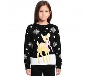LUXE DIVA Kids Unisex Knitted Rudolph Christmas Jumper