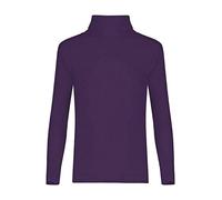 LUXE DIVA Kids Unisex Turtle Neck Top - Girls Boys Rib Polo Neck Long Sleeve Stretch Ribbed T-Shirt, Casual School Sports Winter Base Layer Sizes 5-13 Years Purple