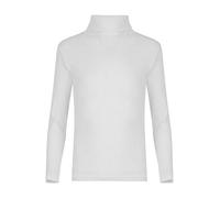 LUXE DIVA Kids Unisex Turtle Neck Top - Girls Boys Rib Polo Neck Long Sleeve Stretch Ribbed T-Shirt, Casual School Sports Winter Base Layer Sizes 5-13 Years Cream