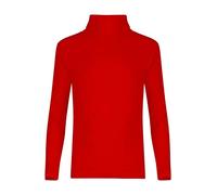 LUXE DIVA Kids Unisex Girls Boys Rib Polo Neck Top Turtle Neck Long Sleeve Rib Tops Size 5/6 7/8 9/10 11/12 & 13 Years Red