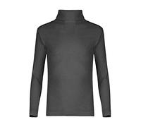 LUXE DIVA Kids Unisex Turtle Neck Top - Girls Boys Rib Polo Neck Long Sleeve Stretch Ribbed T-Shirt, Casual School Sports Winter Base Layer Sizes 5-13 Years Charcoal