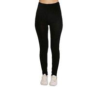 LUXE DIVA Ladies Chunky Cable Knitted Full Length Thick Leggings Women's Stretchy Pants Plain Warm Thick Chunky Cable Ladies Ribbed Knitted Leggings Black