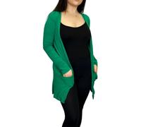 LUXE DIVA Ladies Long Sleeve Pocket Cardigan Womens Top Sizes 8-26 Jade Green