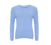 LUXE DIVA Ladies Long Sleeve Round Neck Knitted Cable Women’s Jumper Knitted Sweater Pull Over Jumper Top Knit Warm Winter Chunky Everyday Casual Pullover Plain Tops Sizes 8-26 Light Blue