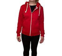 LUXE DIVA ® Ladies Plain Colour Hoodie Womens Fleece Hooded Top Zip Zipper Hoodie Sweatshirt Available in 22 Colours Plus Sizes Small-XXXXXL Red