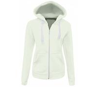 LUXE DIVA ® Ladies Plain Colour Hoodie Womens Fleece Hooded Top Zip Zipper Hoodie Sweatshirt Available in 22 Colours Plus Sizes Small-XXXXXL Cream