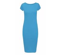 LUXE DIVA Ladies Scoop Neck Bodycon Dress Cap Sleeve Slim Fit Midi Dress Womens Plus Size Plain Stretch Ladies Jersey Midi Dress Sizes 8-26 Turquoise