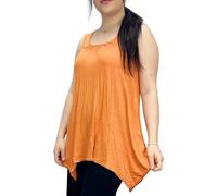 LUXE DIVA Ladies Summer Tops Womens Tops Vest Tops Women UK Womens Tunic Tops Ladies Tops Sleeveless Blouse Plus Size Swing Flared Tops Ladies Long Tops Size 8-26 Orange