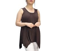 LUXE DIVA Ladies Summer Tops Womens Tops Vest Tops Women UK Womens Tunic Tops Ladies Tops Sleeveless Blouse Plus Size Swing Flared Tops Ladies Long Tops Size 8-26 Chocolate Brown