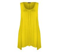LUXE DIVA Ladies Summer Tops Womens Tops Vest Tops Women UK Womens Tunic Tops Ladies Tops Sleeveless Blouse Plus Size Swing Flared Tops Ladies Long Tops Size 8-26 Yellow