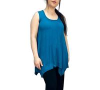 LUXE DIVA Ladies Summer Tops Womens Tops Vest Tops Women UK Womens Tunic Tops Ladies Tops Sleeveless Blouse Plus Size Swing Flared Tops Ladies Long Tops Size 8-26 Teal