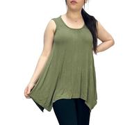 LUXE DIVA Ladies Summer Tops Womens Tops Vest Tops Women UK Womens Tunic Tops Ladies Tops Sleeveless Blouse Plus Size Swing Flared Tops Ladies Long Tops Size 8-26 Khaki