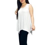 LUXE DIVA Ladies Summer Tops Womens Tops Vest Tops Women UK Womens Tunic Tops Ladies Tops Sleeveless Blouse Plus Size Swing Flared Tops Ladies Long Tops Size 8-26 White
