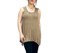 LUXE DIVA Ladies Summer Tops Womens Tops Vest Tops Women UK Womens Tunic Tops Ladies Tops Sleeveless Blouse Plus Size Swing Flared Tops Ladies Long Tops Size 8-26 Mocha