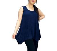 LUXE DIVA Ladies Summer Tops Womens Tops Vest Tops Women UK Womens Tunic Tops Ladies Tops Sleeveless Blouse Plus Size Swing Flared Tops Ladies Long Tops Size 8-26 Navy