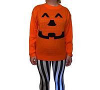 LUXE DIVA Ladies Women's Knitted Long Sleeve Pumpkin Halloween Jumper Top Sweater Orange