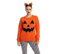 LUXE DIVA Ladies Women's Knitted Long Sleeve Pumpkin Halloween Jumper Top Sweater