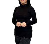 LUXE DIVA Ladies Womens Polo Neck Roll Neck Turtle Neck Plain Jumper Top Long Sleeve 8-26 Black