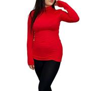 LUXE DIVA Ladies Womens Polo Neck Roll Neck Turtle Neck Plain Jumper Top Long Sleeve 8-26 Red