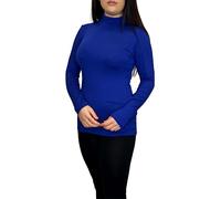 LUXE DIVA Ladies Womens Polo Neck Roll Neck Turtle Neck Plain Jumper Top Long Sleeve 8-26 Royal Blue