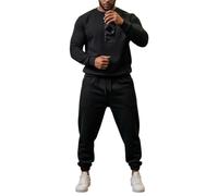 LUXE DIVA Men's 2-Piece Tracksuit Set - Crew Neck Sweatshirt & Elasticated Hem Trousers - Stylish, Soft, Casual Sportswear for Gym, Jogging, or Daily Wear (UK, Alpha, S, Regular, Regular, Black)