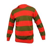 LUXE DIVA Men's Halloween Costume Red Green Stripe Knitted Jumper Explore Hat Scary Mask & Claw Hand Glove Halloween Cosplay Horror Fancy Dress Costume Suit Sweater+Top+Hat+Mask+Glove For Adult