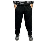 LUXE DIVA Men's Trouser Elasticated Joggers Cuffed Sweatpants Zip Pockets Gym Sports Casual Trousers Active Fleece Jogger Sweatpants Zip Pockets (UK, Alpha, XXL, Regular, Regular, Open Hem - Black)