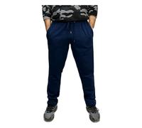 LUXE DIVA Men's Trouser Elasticated Joggers Cuffed Sweatpants Zip Pockets Gym Sports Casual Trousers Active Fleece Jogger Sweatpants Zip Pockets (UK, Alpha, S, Regular, Regular, Open Hem - Navy)