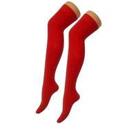 LUXE DIVA New Ladies Girls Over The Knee Plain Microfiber Socks Assorted Colours Women Thigh High Socks UK Size 4-6, Red (LD-3134)
