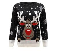 LUXE DIVA New Unisex Ladies Men Kids Christmas Jumper Reindeer Snowflakes Knitted Xmas Long Sweater Top Kids Boys Girls Children Unisex Xmas Christmas Jumpers Knitted Reindeer Rudolph Jumper