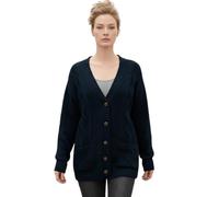 LUXE DIVA New Womens Everyday Long Sleeve Button Top Ladies Chunky Aran Cable Knit Grandad Cardigan UK Size 8-26 Navy
