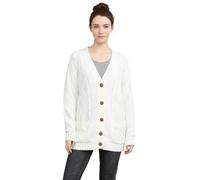 LUXE DIVA New Womens Everyday Long Sleeve Button Top Ladies Chunky Aran Cable Knit Grandad Cardigan UK Size 8-26 White