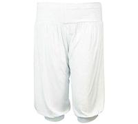 LUXE DIVA New Womens Ladies Plain Regular & Plus 3/4 Quarter Ali Baba Harem Baggy Stretch Fit Shorts Cropped Harem Alibaba Trouser Pants Short Size 8 to 26 White