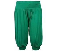 LUXE DIVA New Womens Ladies Plain Regular & Plus 3/4 Quarter Ali Baba Harem Baggy Stretch Fit Shorts Cropped Harem Alibaba Trouser Pants Short Size 8 to 26 Jade Green