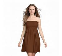 LUXE DIVA New Womens Ladies Sheering Top Strapless Bandeau Dress Top Jersey Ladies Plus Size Boobtube Dress UK 8-22 Brown