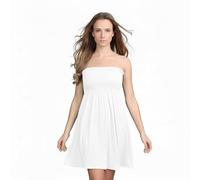 LUXE DIVA New Womens Ladies Sheering Top Strapless Bandeau Dress Top Jersey Ladies Plus Size Boobtube Dress UK 8-22 Cream