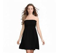 LUXE DIVA New Womens Ladies Sheering Top Strapless Bandeau Dress Top Jersey Ladies Plus Size Boobtube Dress UK 8-22 Black