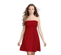 LUXE DIVA New Womens Ladies Sheering Top Strapless Bandeau Dress Top Jersey Ladies Plus Size Boobtube Dress UK 8-22 Red