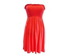 LUXE DIVA New Womens Ladies Sheering Top Strapless Bandeau Dress Top Jersey Ladies Plus Size Boobtube Dress UK 8-22 Red